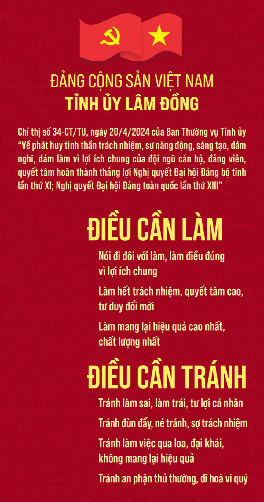 Chỉ thị số 34-CT/TU: 3 điều cần làm, 4 điều cần tránh