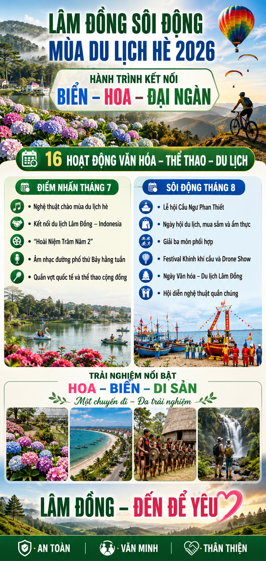 Lâm Đồng tổ chức chuỗi hoạt động văn hóa, thể thao và du lịch kích cầu mùa hè năm 2026