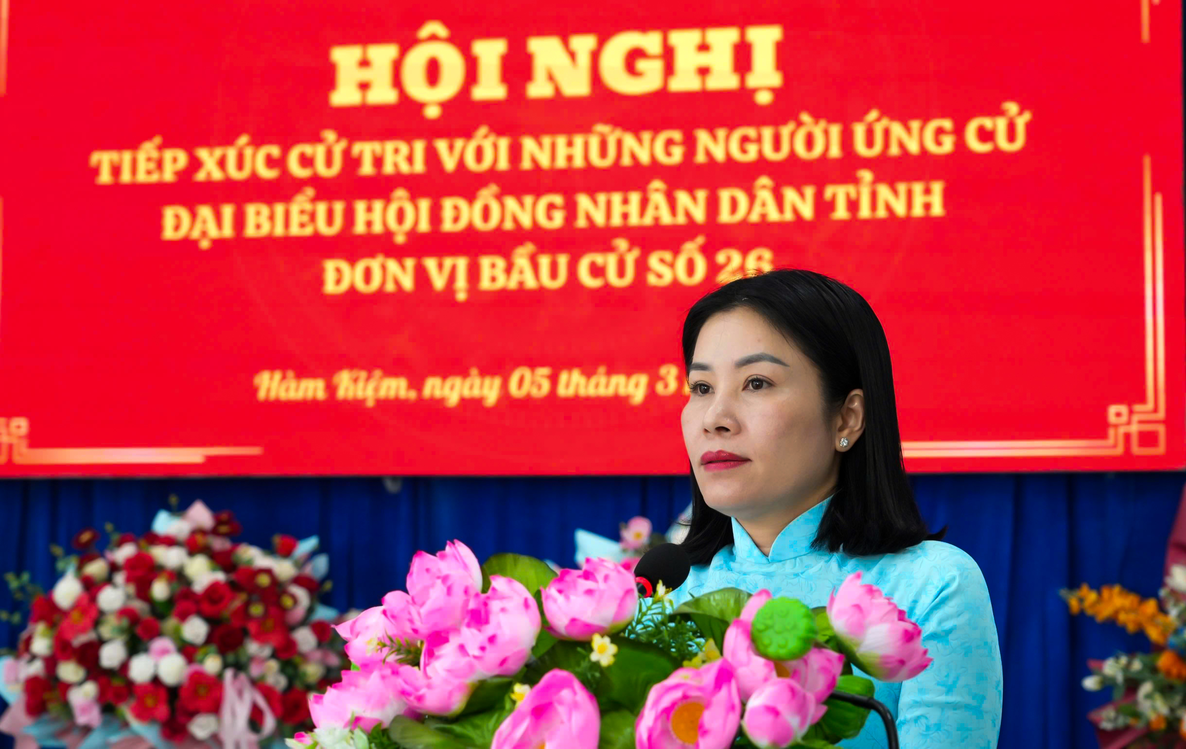 Giám đốc Sở GDĐT Lê Thị Bích Liên tiếp xúc cử tri, trình bày chương trình hành động ứng cử Đại biểu HĐND tỉnh Lâm Đồng