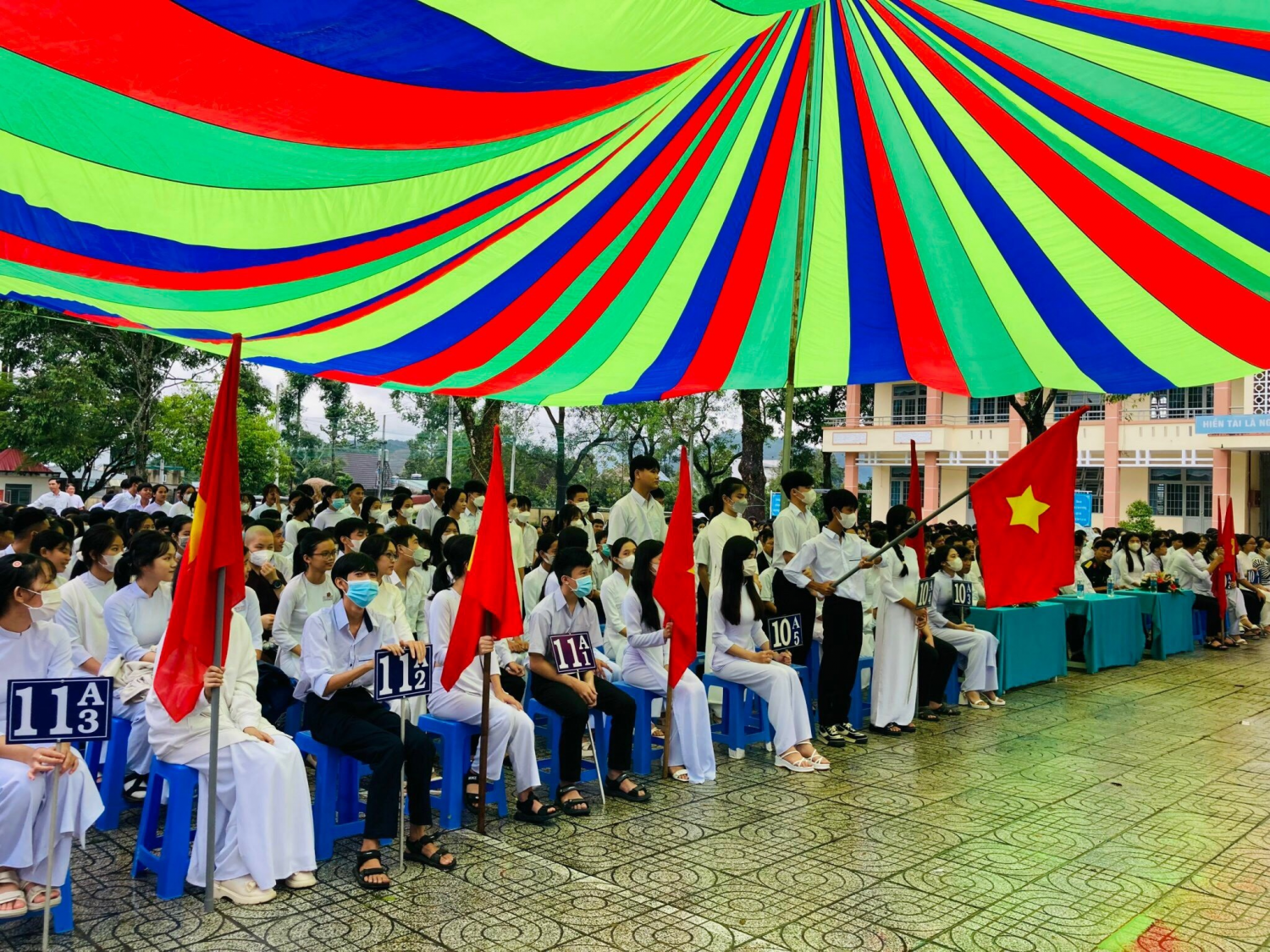 TRƯỜNG THPT THỊ TRẤN ĐẠM RI TỔ CHỨC LỄ KHAI GIẢNG NĂM HỌC 2023 – 2024