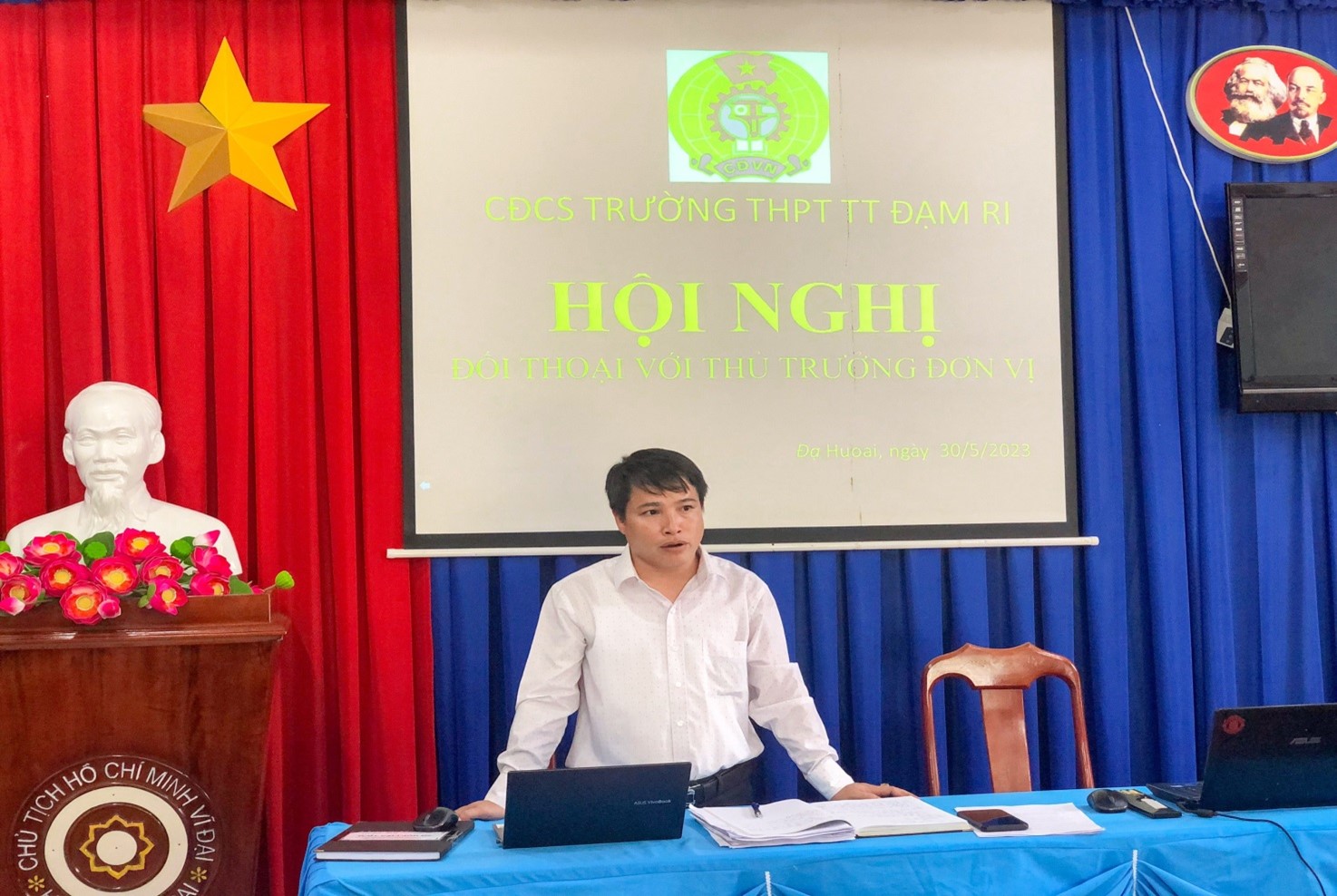 CÔNG ĐOÀN CƠ SỞ TRƯỜNG THPT TT ĐẠM RI TỔ CHỨC HỘI NGHỊ ĐỐI THOẠI VỚI THỦ TRƯỞNG ĐƠN VỊ LẦN II – NĂM HỌC 2022 – 2023