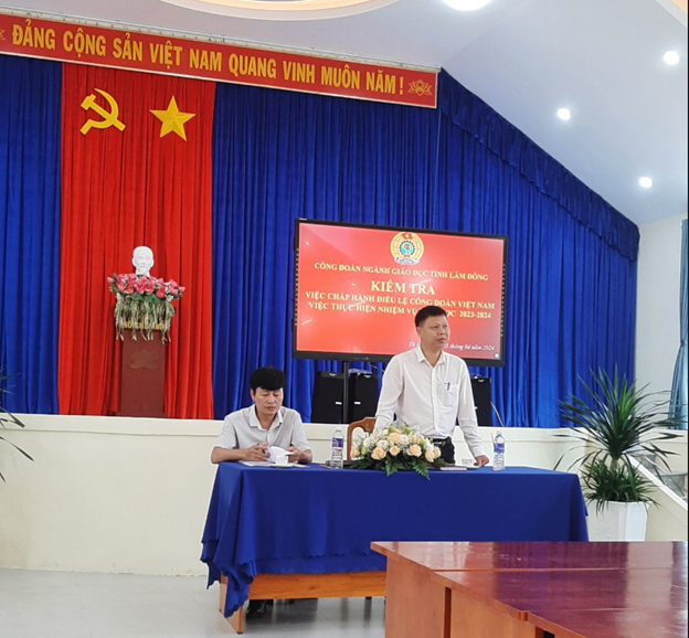 CÔNG ĐOÀN NGÀNH GIÁO DỤC LÂM ĐỒNG KIỂM TRA VIỆC CHẤP HÀNH ĐIỀU LỆ CÔNG ĐOÀN VIỆT NAM VÀ VIỆC THỰC HIỆN NHIỆM VỤ NĂM HỌC 2023 - 2024 CÁC CĐCS TRỰC THUỘC TRÊN ĐỊA BÀN ĐÀ LẠT, ĐỨC TRỌNG, DI LINH