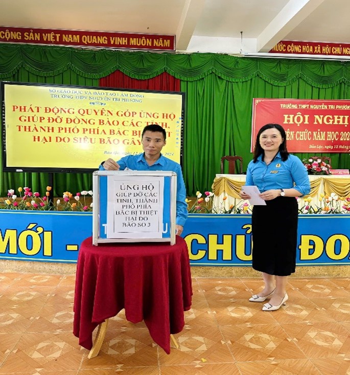 TRƯỜNG THPT NGUYỄN TRI PHƯƠNG PHÁT ĐỘNG ỦNG HỘ ĐỒNG BÀO MIỀN BẮC KHẮC PHỤC HẬU QUẢ BÃO SỐ 3