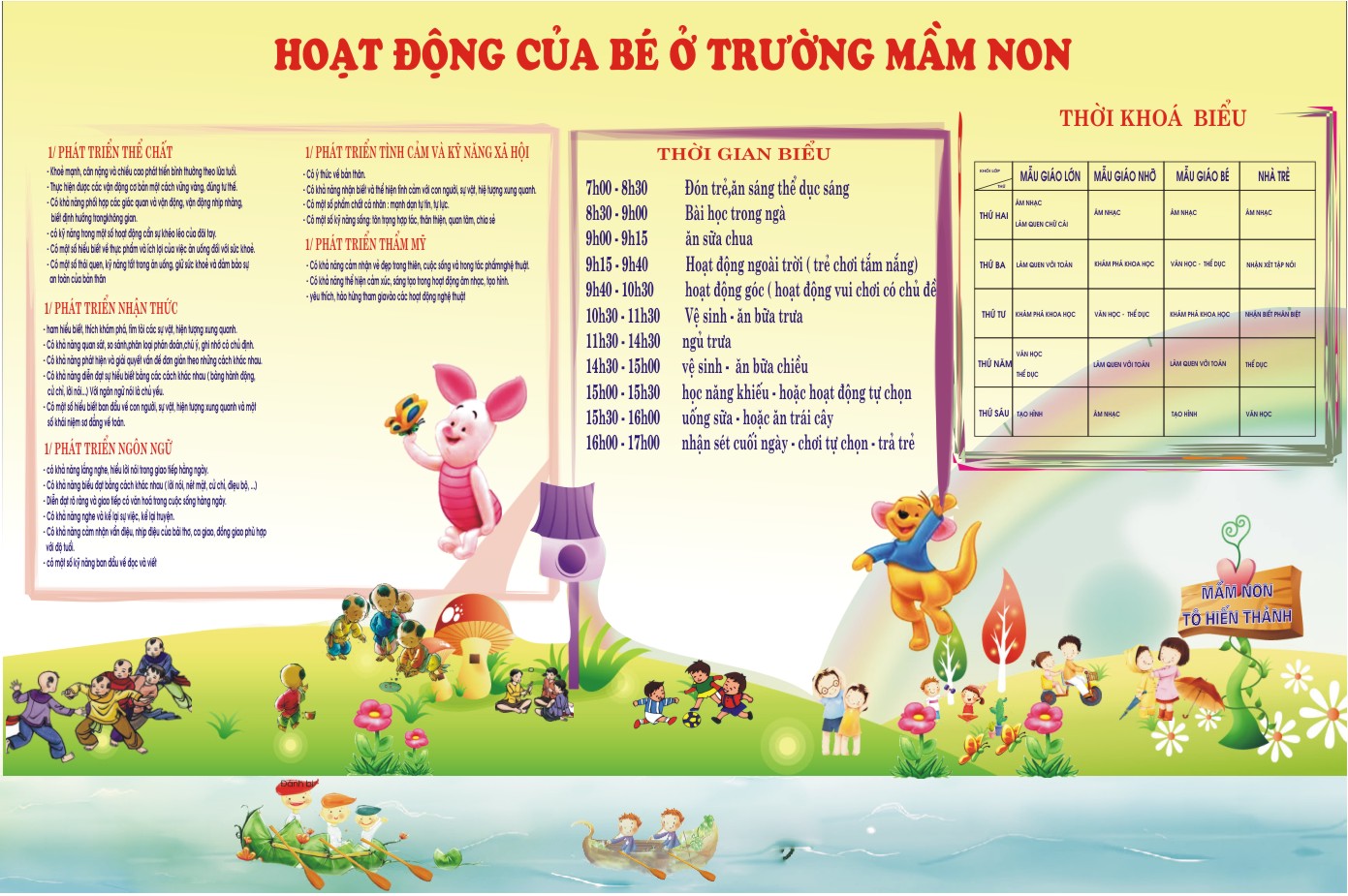 Lịch hoạt động của bé nhóm nhà trẻ tại trường mầm non