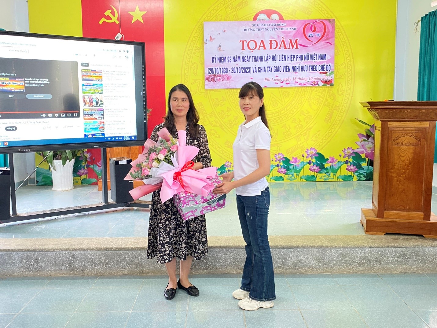 CĐCS TRƯỜNG THPT NGUYỄN CHÍ THANH TỔ CHỨC TOẠ ĐÀM KỈ NIỆM 93 NĂM NGÀY THÀNH LẬP HỘI LIÊN HIỆP PHỤ NỮ VIỆT NAM 20/10 VÀ CHIA TAY GIÁO VIÊN NGHỈ HƯU THEO CHẾ ĐỘ