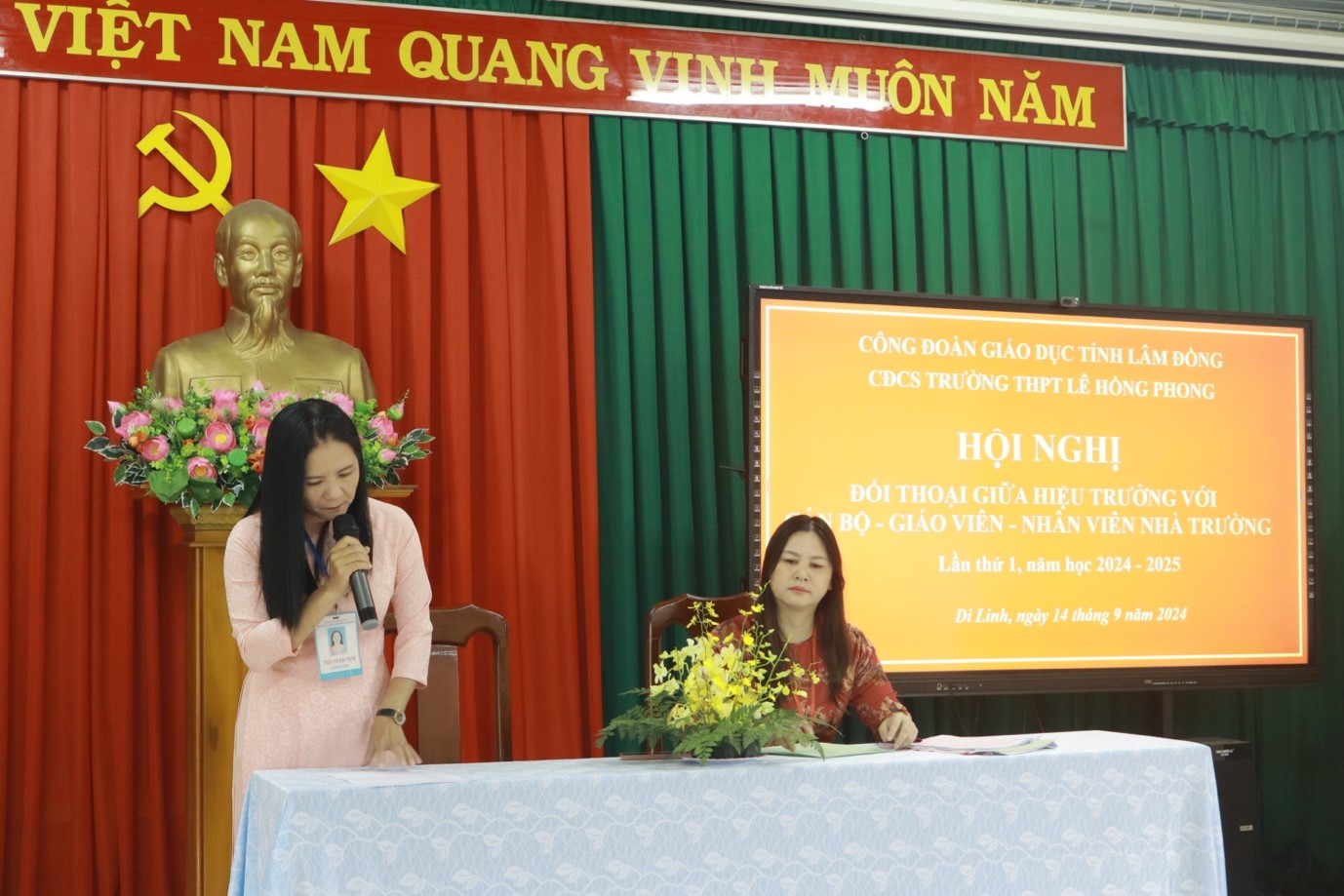 CĐCS TRƯỜNG THPT LÊ HỒNG PHONG TỔ CHỨC   HỘI NGHỊ ĐỐI THOẠI LẦN THỨ NHẤT, NĂM HỌC 2024-2025